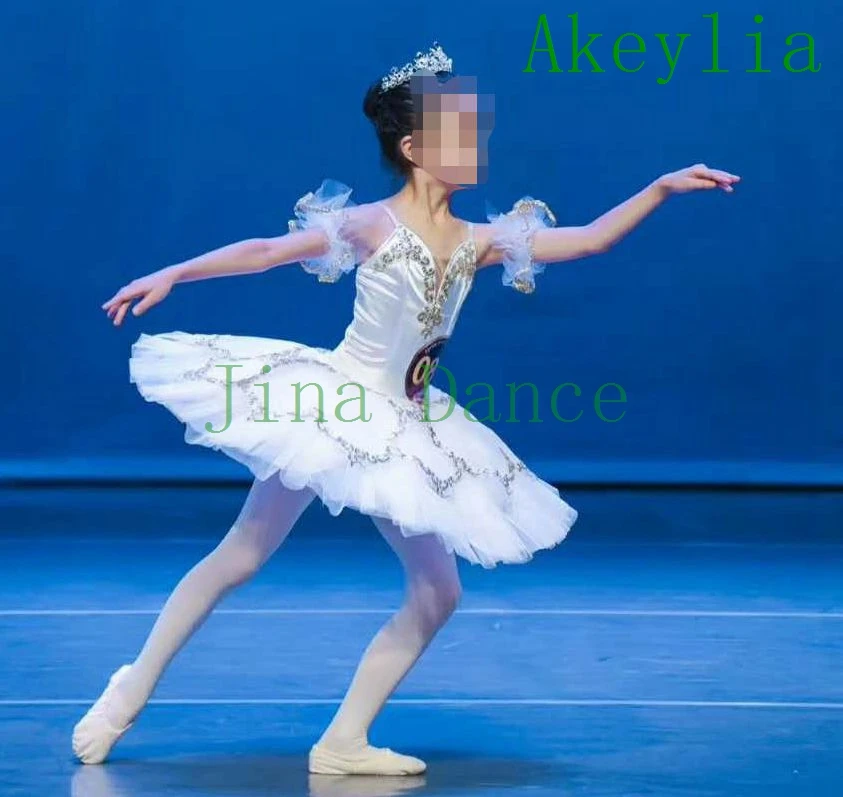 

Pre-Professional Ballet Tutu White Gold Children Blue Pancake Tutu Blue Adult Ballerina Dance Skirt Dress Stage Costume 18080