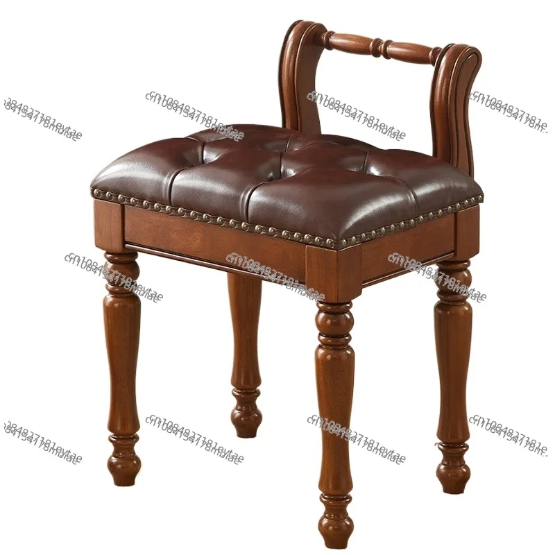 American Solid Wood Dressing Stool, Modern Simple Makeup Stool, European Piano Bench, Bedroom Dresser Chair