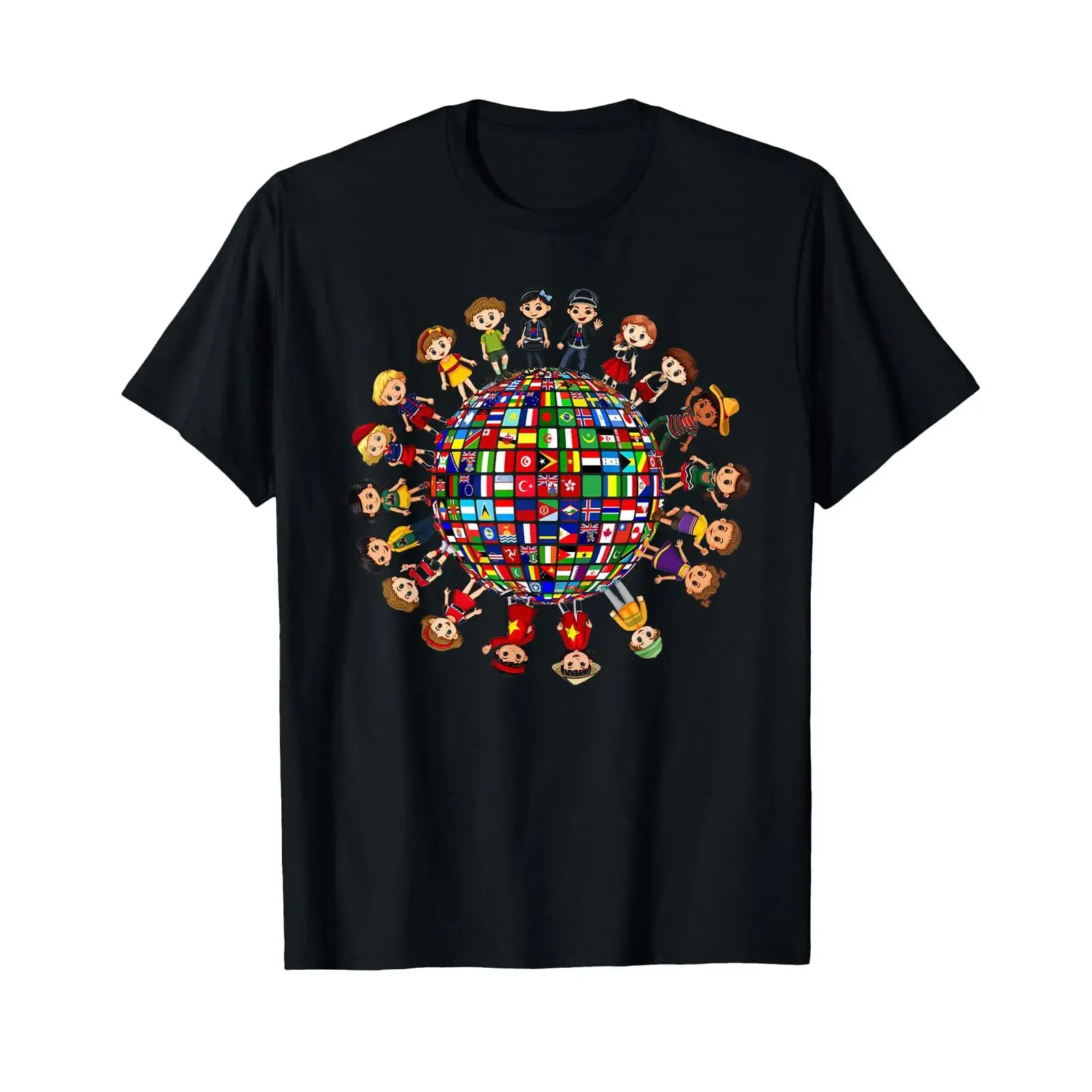Flags of The World Cultural Diversity Kids Around Globe T Shirt Small vintage Washed Casual fashion Stretched Breathable