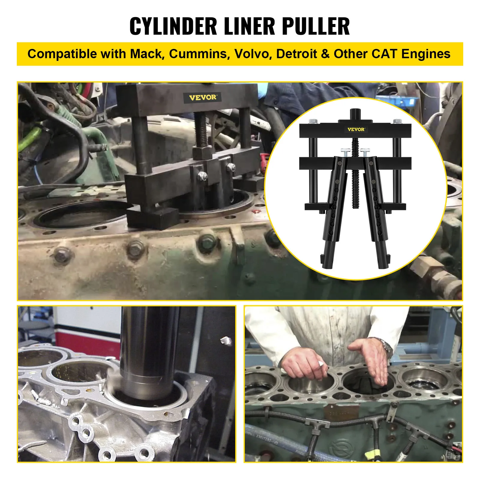 VEVOR Universal Cylinder Liner Puller Compatible with Caterpillar CAT Mack Cummins Replace PT-6400-C 3376015 M50010-B