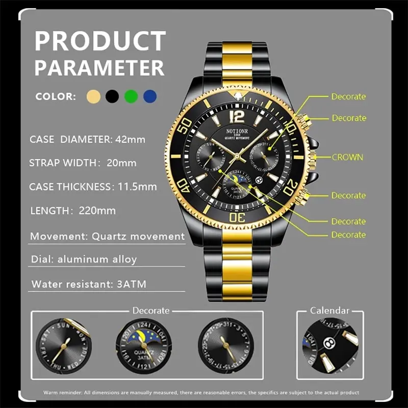 Fashion Mens Watches for Men Sport Waterproof Stainless Steel Quartz Watch Luxury Man Business Luminous Clock Relogio Masculino