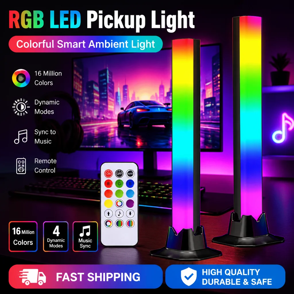 1Set LED Pickup Light RGB Sound Control Symphony Lamp Music Rhythm Night Light TV Computer Desktop Light With APP Remote Control