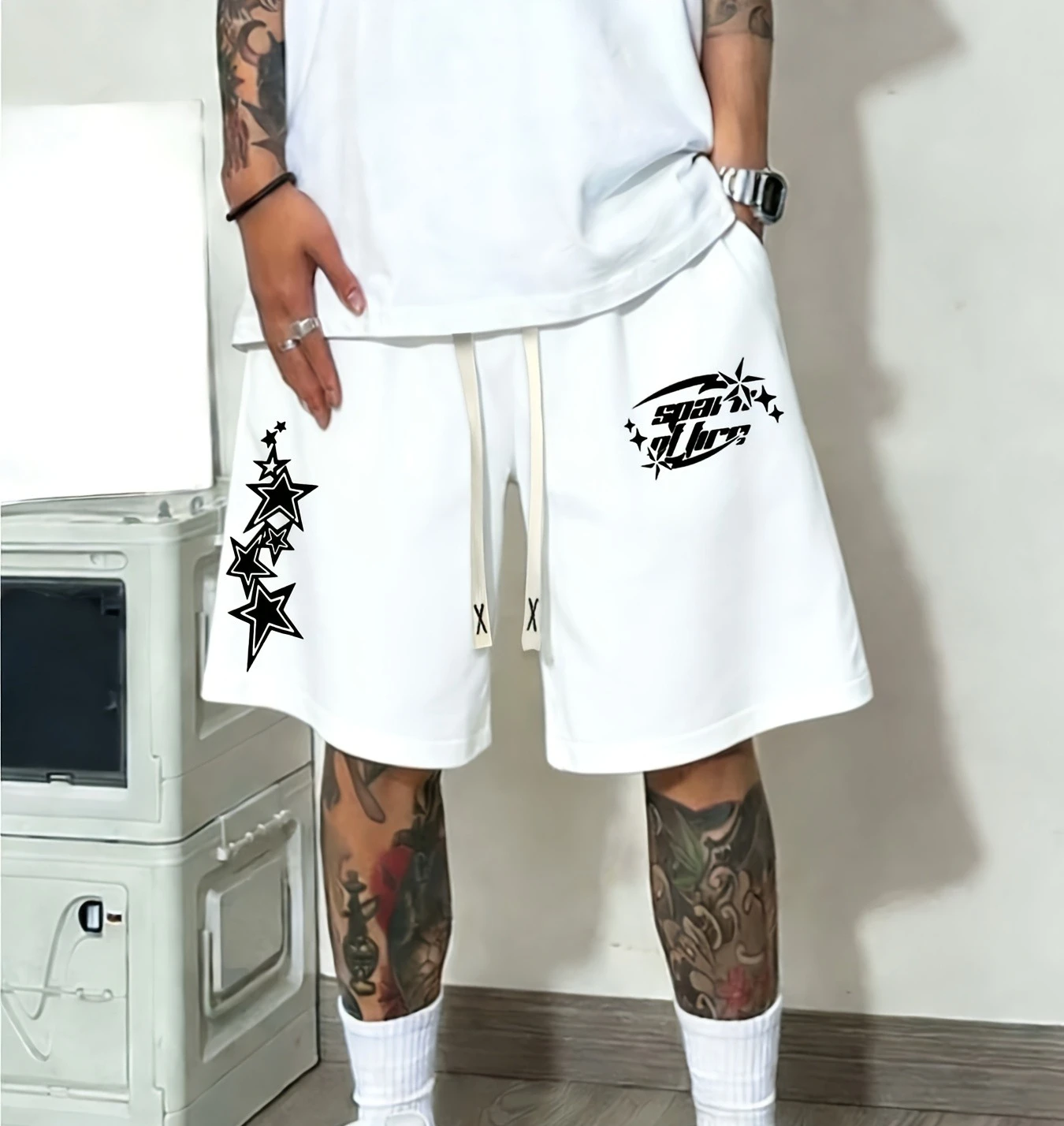 

Men's Hot Selling Letter Pattern Printed Drawstring Waist Shorts Summer Casual Outdoor Sports Shorts Trendy Print Summer Shorts