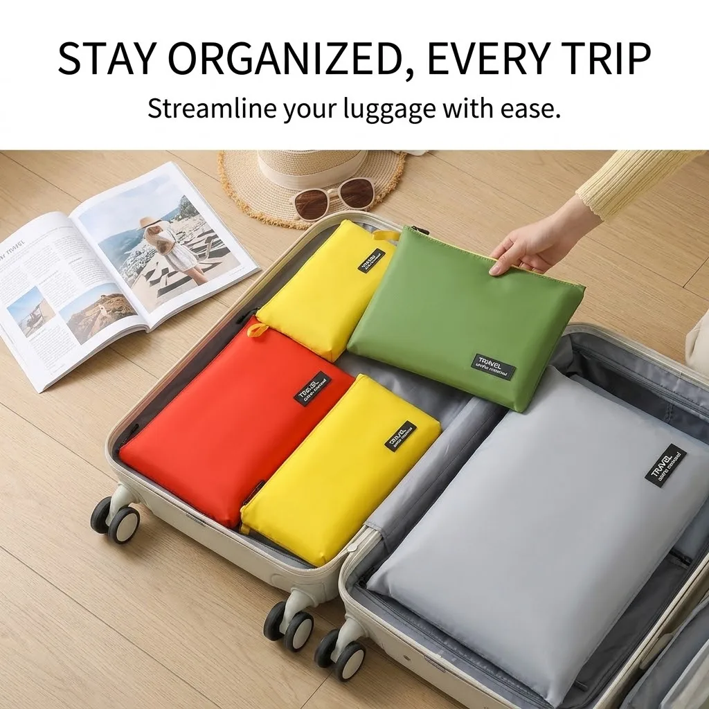 Ultralight Waterproof Clothing Storage Bag 4Pcs Set Compact Folding Travel Organiser Pouch Space Saving Camping Hiking Gear