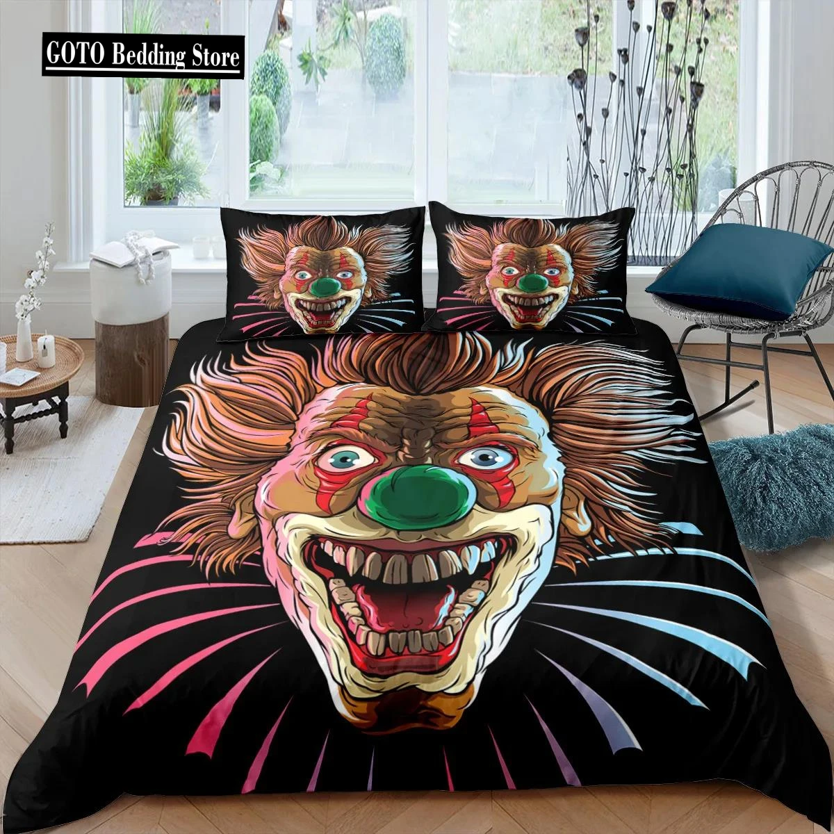 Housse De Couette US CalifKing Cute Clown,skull Duvet Cover Set Happy Halloween Quilt Set Super Soft 2-3 Pcs Bedroom Bedding set