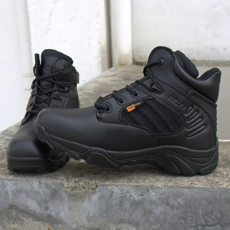 Botas tácticas invierno hombre – Impermeables cuero negro combate - imagen 4