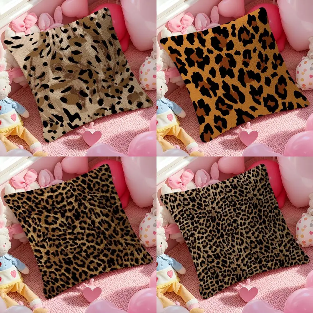 Fashion Luxury Leopard Print Pillow Case Natural Linen Organic Fabric Double-Sided Printing Sofa Home Decor Gift Cushion Cover