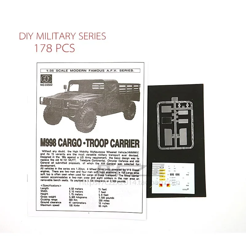 1/35 Military Hummer Truck US Army Jeep HUM-V Commando Armored Troop Carrier Assembly Model Toy