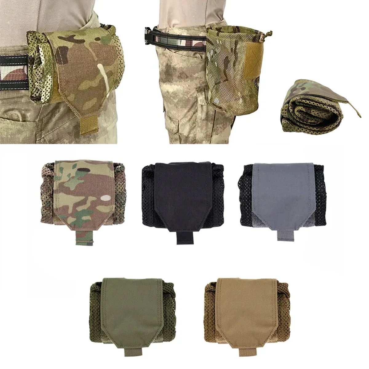 Portable New Roll-Up Mag Mesh Dump Pouch Magazine Mini Foldable Net Pocket EDC Tactical 500D Outdoor Sport Hunting Bags