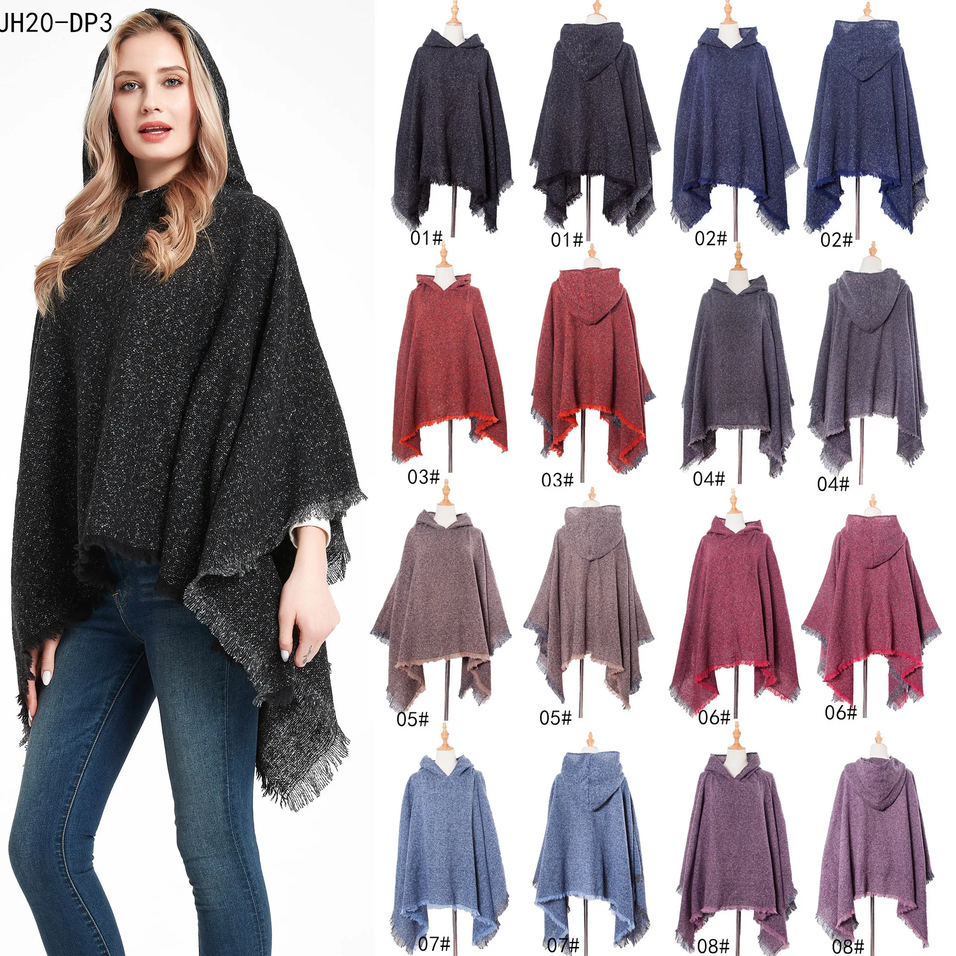 

New Shawl Spring Autumn Women Hooded Travel Photo Cape Fashion Street Pullover Poncho Lady Capes Cloaks