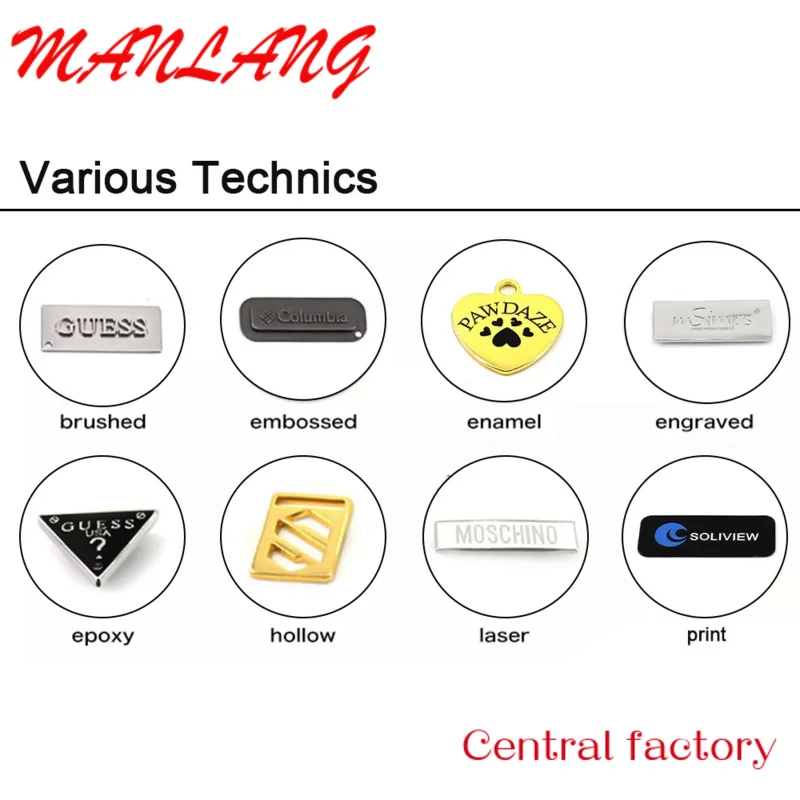 Niestandardowe metalowe etykiety z logo odzieży nazywają metalowe metki do szycia etykieta do odzieży
