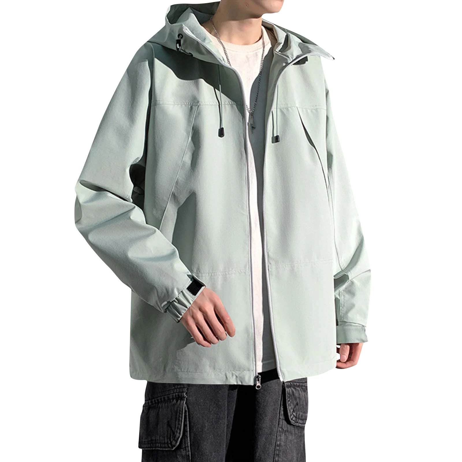 

Summer Men's Sun Protection Jacket Lightweight Breathable Loose Fit Large Size Heat Sensation Thin Outerwear Workwear Coat