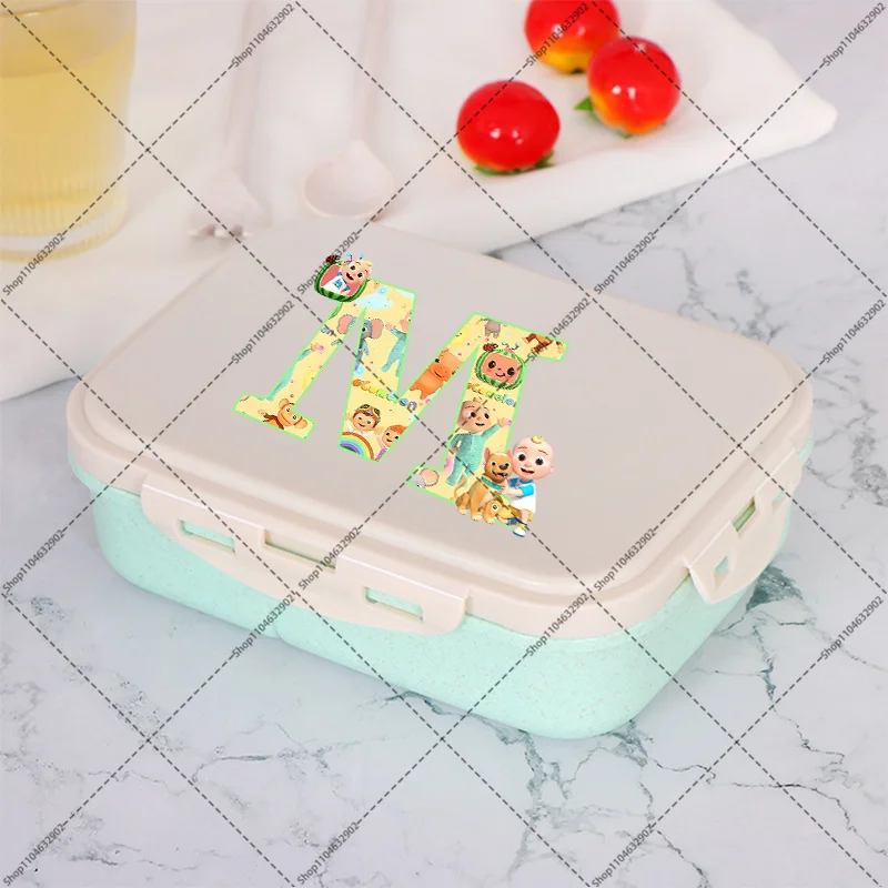 Ланч-бокс Cocomelons для детей, мультфильм, аниме, узор, буква A-Z, контейнеры для хранения еды, милые коробки для бенто для мальчиков и девочек, подарки