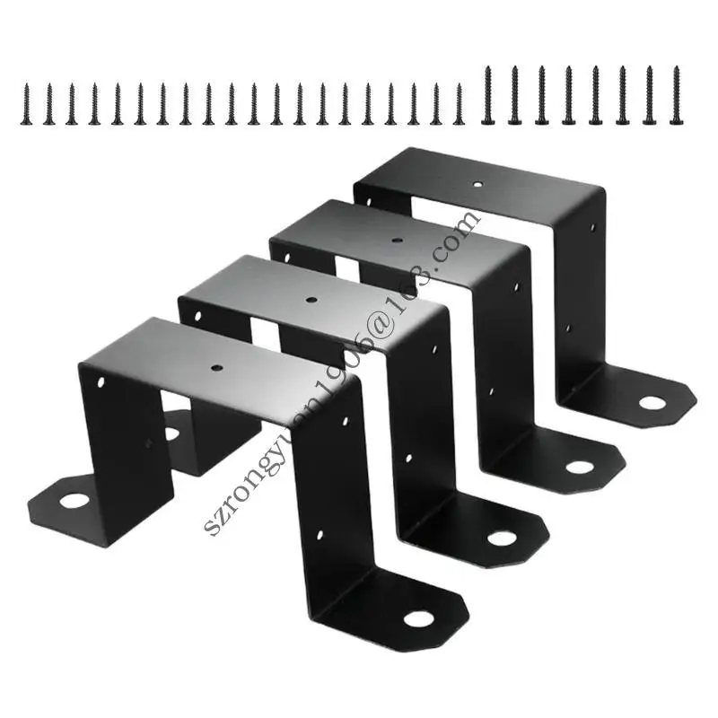 

Pack Of 4 Gazebo Mounting Brackets For 4x4inch Posts With Black Coating .Q0KF