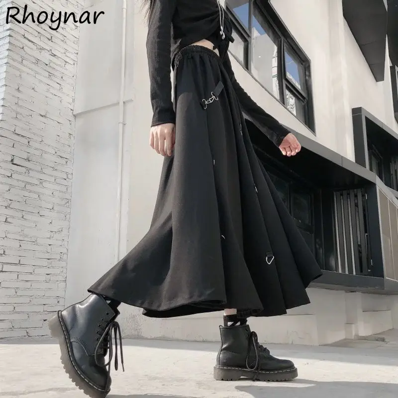 

Skirts Women Black Gothic American Style Loose Cool Hip Hop High Street Irregular Personality Ins Chic Designed Student Harajuku