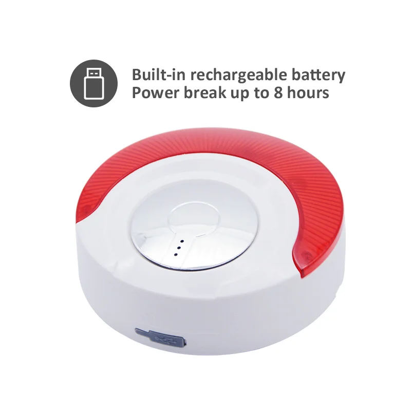 

Беспроводная сирена MD-214R Focus 433/868 МГц с внутренним стробоскопом, защита от вскрытия, 110 дБ, красная, светодиодная, мигающая, для отпугивания воров