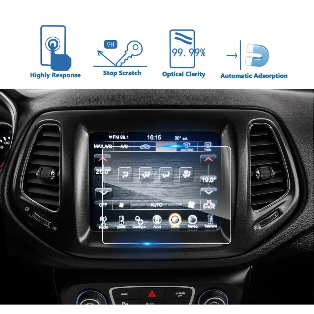 

Для автомобильного навигатора Compass Uconnect 8,4 дюйма 2017 2018 протектор экрана из закаленного стекла автомобильные аксессуары для интерьера