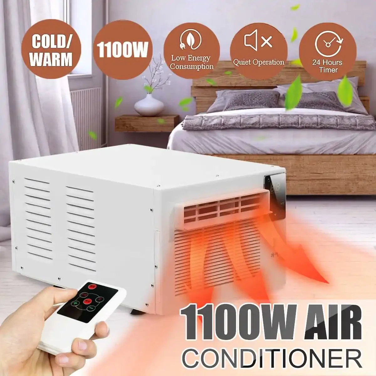 1100W Desktop AC Air Conditioner 220V Cold/Heat dual use 24-hour timer With Remote Control LED Control Portable air conditione