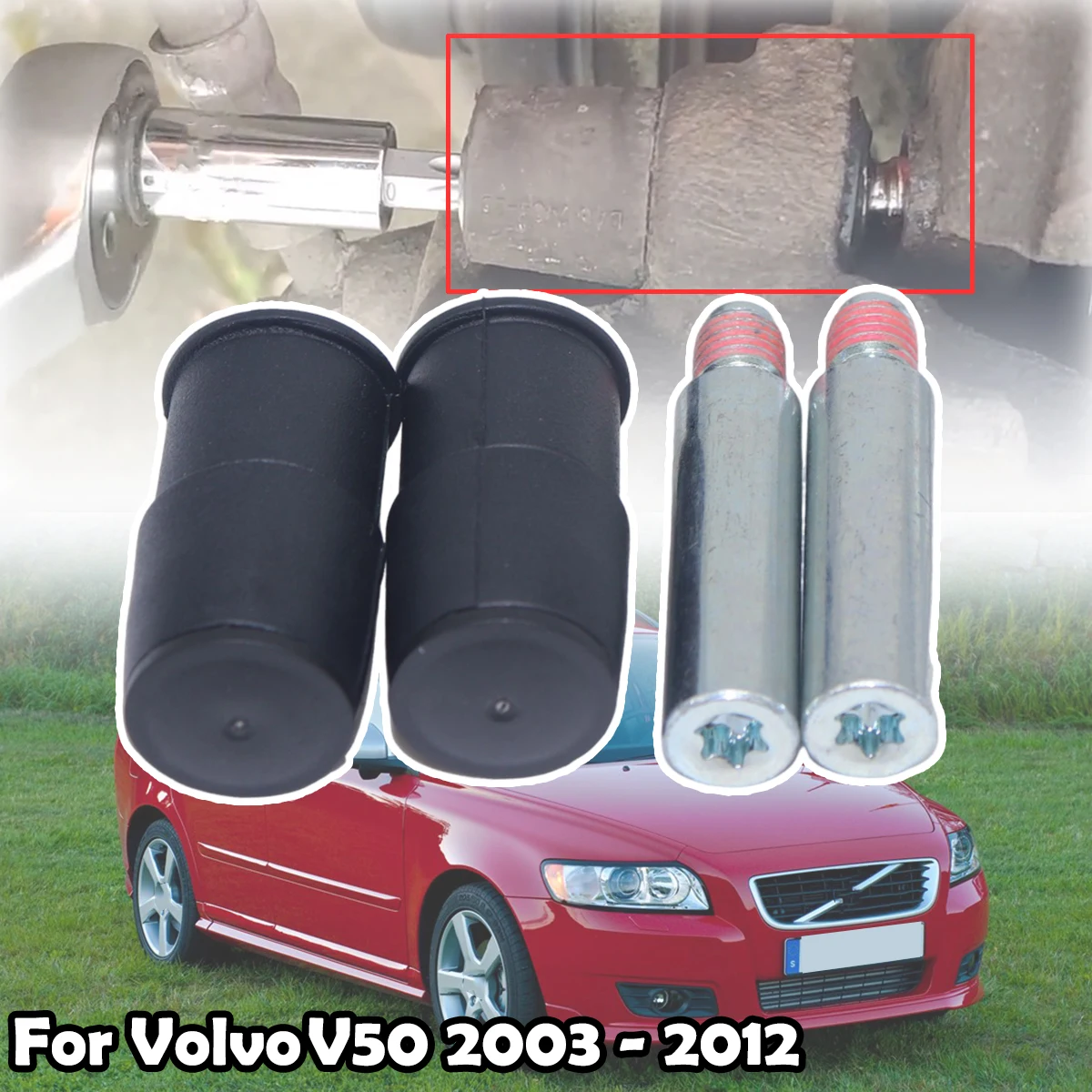 

Rear Brake Caliper Slider Guide Pins Bolt Kit For Volvo V50 2003 2004 - 2012 Left Right Disc Housing Bellows Sleeve Bushing Boot