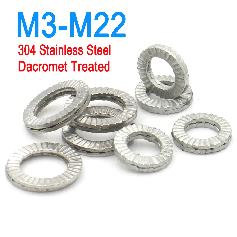 

Stainless Steel Dacromet Self-Lock Washers Genuine Wedge M3 M4 M5 M6 M8 M10 M12 M14 M16 M18 M20 M22 5/10/20 Pairs (2pcs glued)
