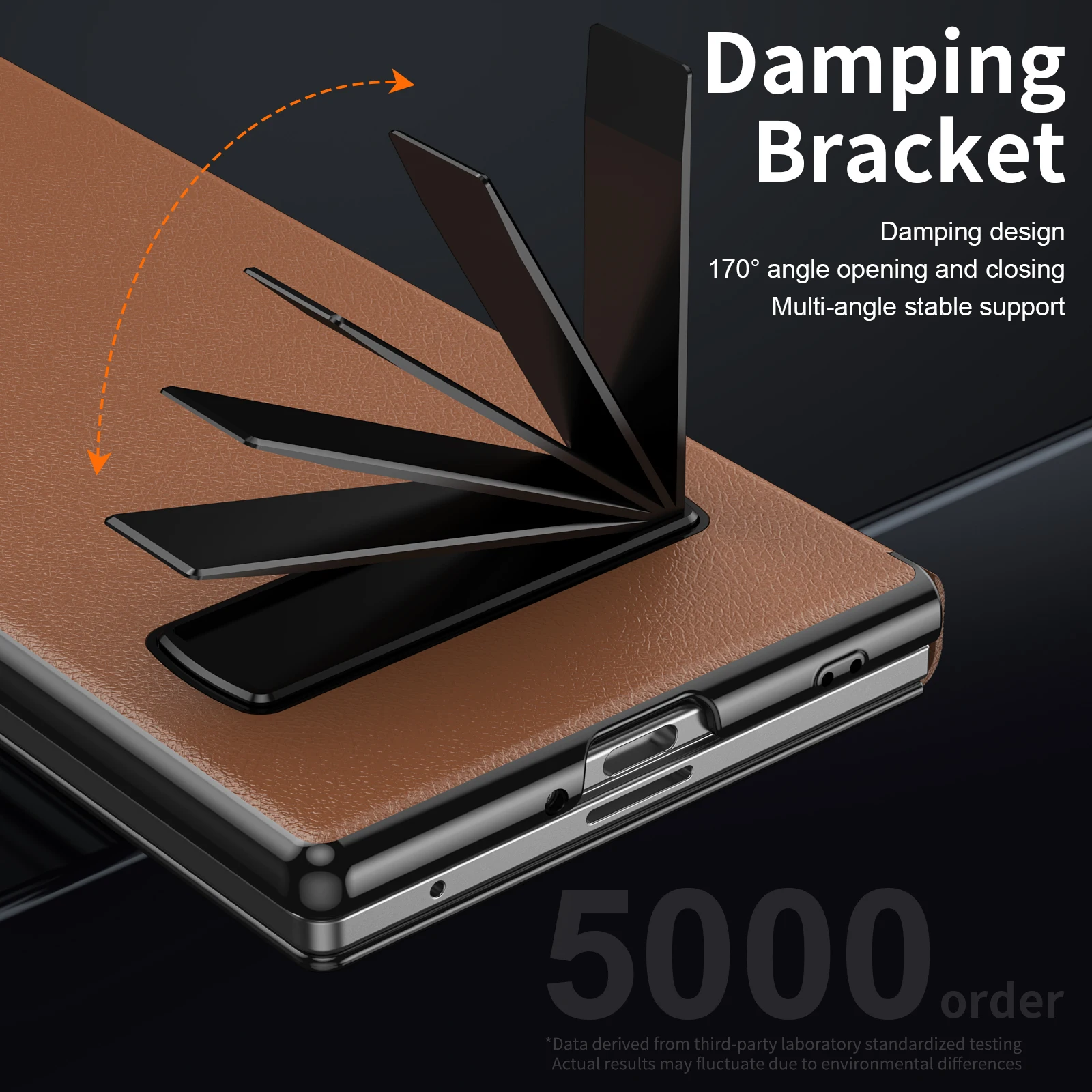 Luksusowe skórzane etui z magnetycznym uchwytem ze stopu do Samsung Galaxy Z Fold 8 Ultra 7 6 5 4 3 5G, odporne na upadki i wstrząsy, ochronne. — zdjęcie produktu 5
