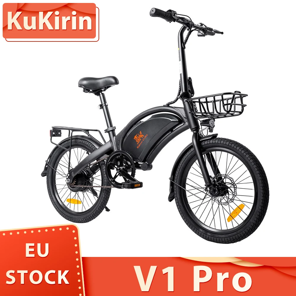 KuKirin V1 Pro Electric Bike 20 inch Tires 350W Motor 45km/h Max Speed 48V 7.5Ah Battery 45km Range 120kg Max Load Front Basket