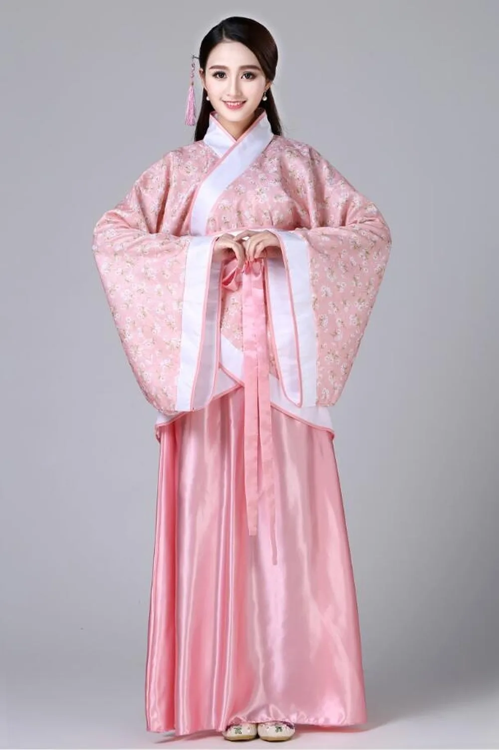 جديد لعام 2023 فستان Hanfu النسائي الصيني التقليدي فستان جنية صيني ملابس Hanfu باللون الأحمر والأبيض زي سلالة تانغ الصيني القديم