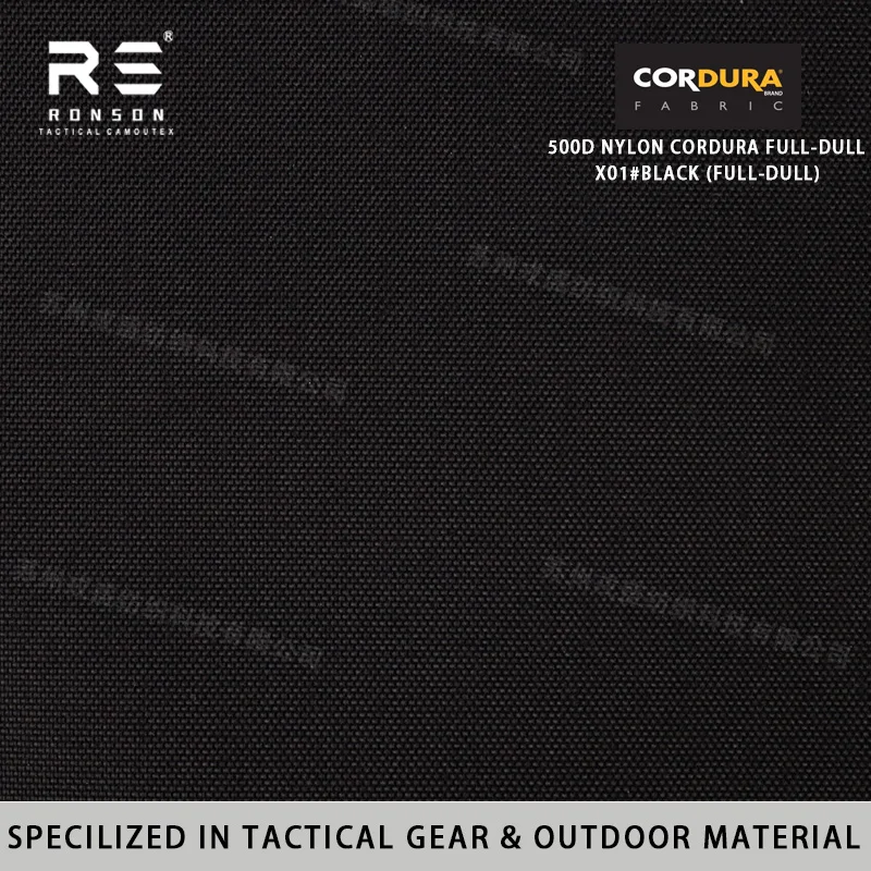 500D Nylon Cordura Black Fabric 100% Woven Water-Resistant PU Coated for Tactical Gear Backpack Military Rucksack Camping Su