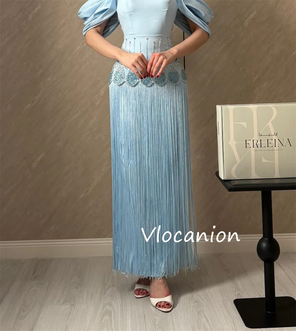 Customized Exquisite Jersey Pleat Sequined Pattern Tassel Straight Off-the-shoulder Long Bespoke Occasion Celebrity Dresses