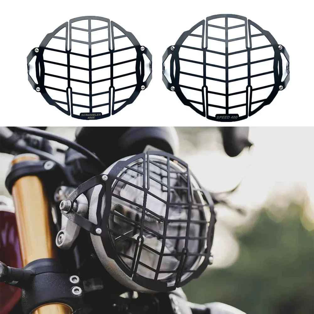 

Motorcycle Headlight Mesh Grill Guard Front Lamp Mesh Grille Cover Protector For Speed 400 Scrambler 400 X Speed400 Headlight Co