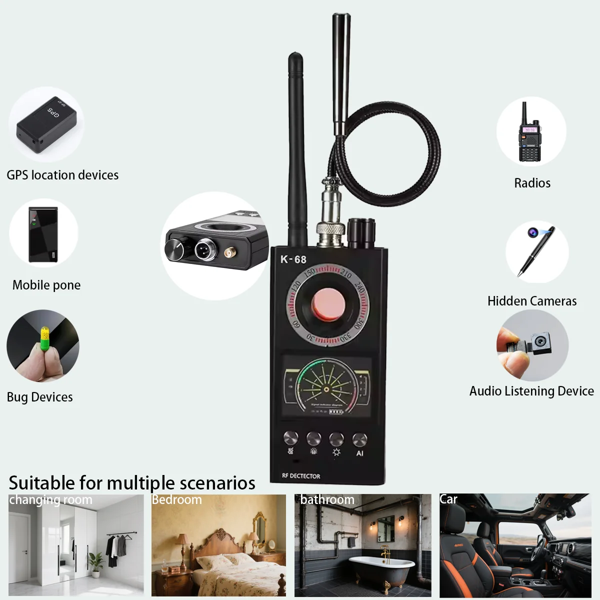 K68 Pro детектор ошибок 8000 МГц RF/GPS трекер/камера Finder CDMA оптимизация сигнала светодиодный дисплей для автомобиля/офиса/отеля безопасности K68 Pro детектор ошибок 8000 МГц RF/GPS трекер/камера Finder CDMA оптимизация сигнала светодиодный дисплей для автомобиля/офиса/отеля безопасности