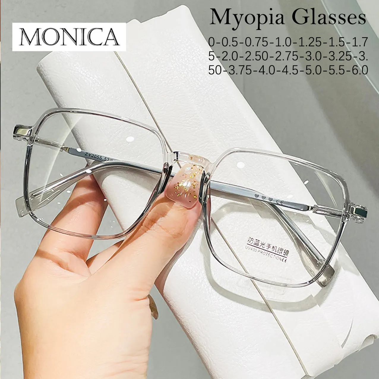 2024 Square Myopia Glasses for Women Men Anti Blue Light Finished Nearsighted Glasses Prescription Eyewear 0~-6.0 glasses women