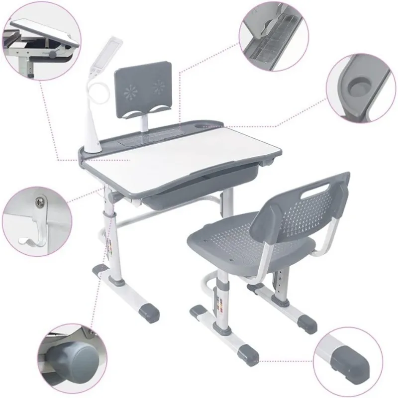 寝室用の高さ調節可能な学習デスク,子供用のテーブル付きデスク,3つの照明モード,背中に行く,学校用