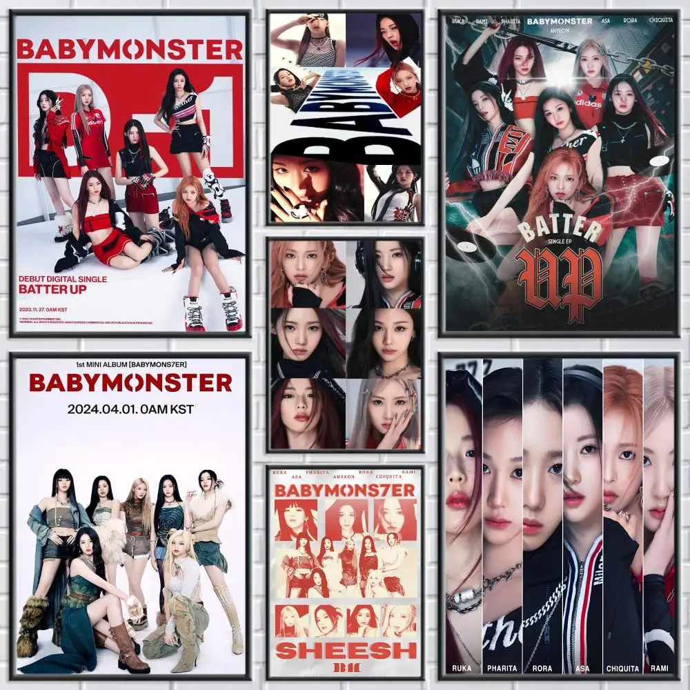 K-Pop Group B-BABYMONSTERS Painting Calligraphy Poster Canvas Painting Print Art Coffee House Bar Room Decor
