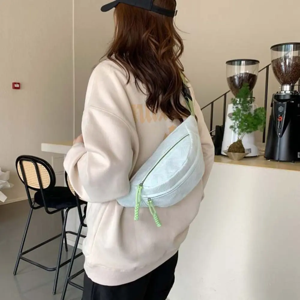 Simple Fanny Packs Strip Chest Bag Crossbody Bag Korean Style Banana Bag Half Moon Bag Large Capcity Crossbody Waist Pack Women