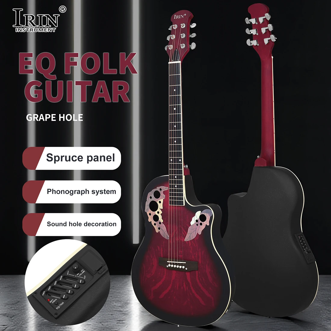 IRIN Electric Acoustic Guitar 41 Inch 6 Strings 21 Frets Spruce Panel EQ Acoustic Guitar with Case Guitar Parts & Accessories