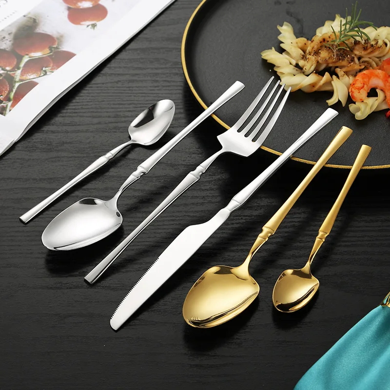 

24pcs Stainless Steel Dinnerware Set Tableware Knife Fork Coffee Spoon Flatware Dishwasher Safe Kitchen Dinner Cutlery Gift