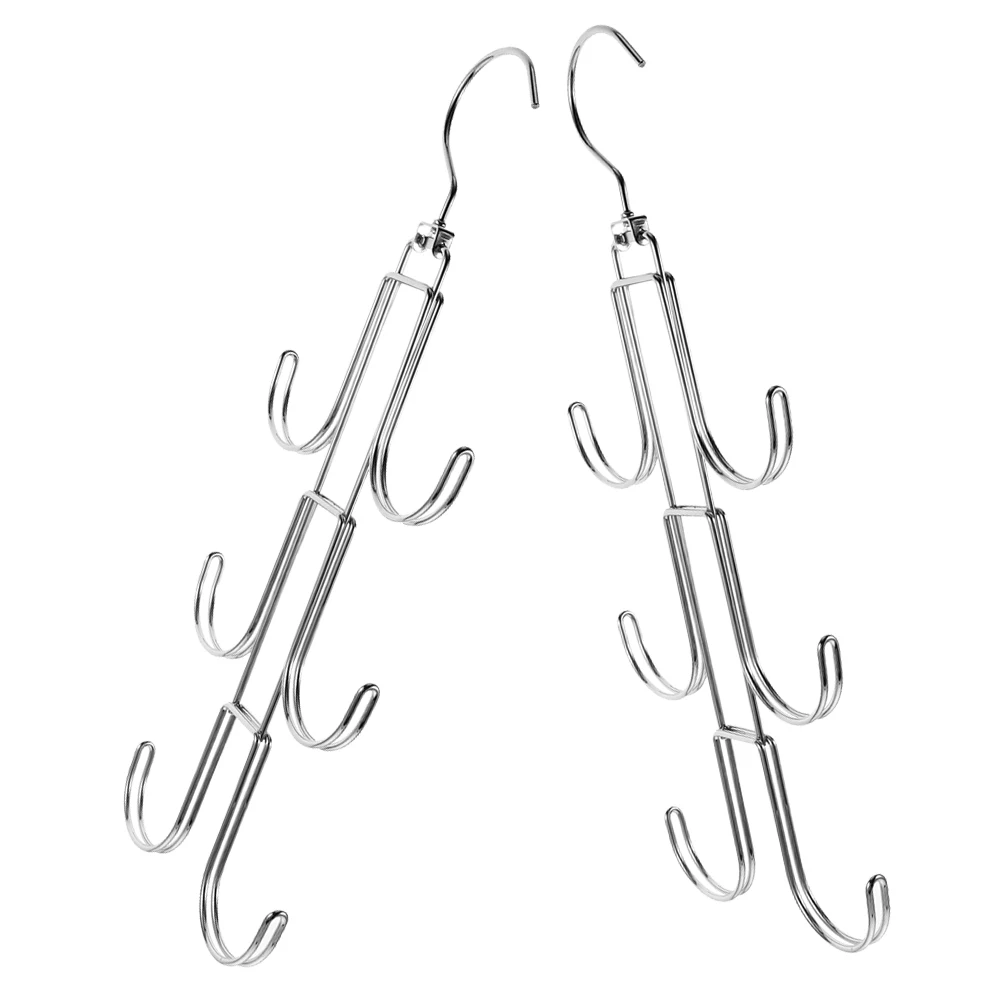 

2pcs Rotating Bag Rack Handbag Hangers Silver Wardrobe Storage Hanging Organizer Scarf Belt Tie Holder Clothes Shelf