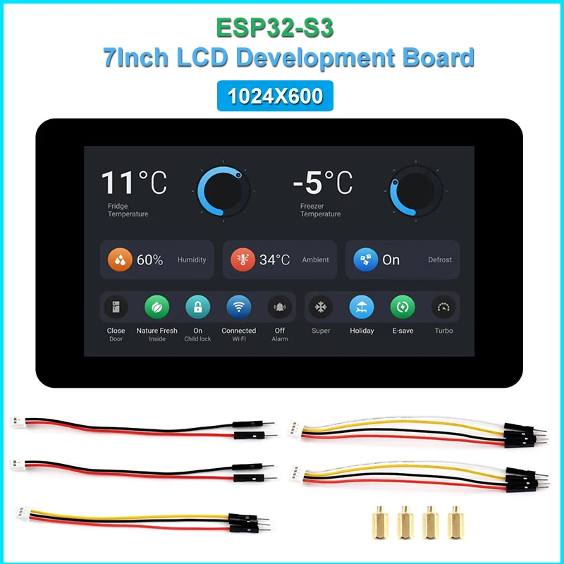 Waveshare ESP32-S3 7.0 inch 1024x600 LCD Development Board ESP32 Display Touchscreen LVGL GUI for Arduino IDE ESP-IDF PlatformIO