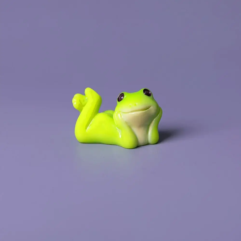 6pcs Miniature Size Cartoon Frog Figurine Desktop Sized Cartoon Style Mini Frog Ornament Micro Landscape Compatible