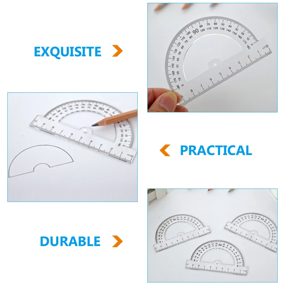 30Pcs Clear Plastic Protractors 0-180 Degree Geometry Rulers Measuring Tools for Students Architects Engineers