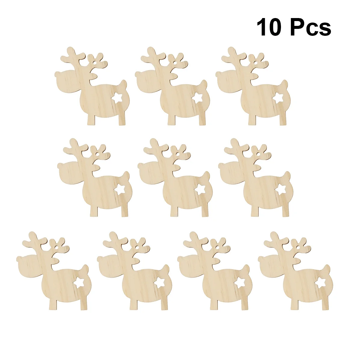 

10Pcs Christmas Wooden Hanging Pendant Small Size Wood Cutouts for DIY Crafts Tree Wall Door Decor Festive Atmosphere Accessory