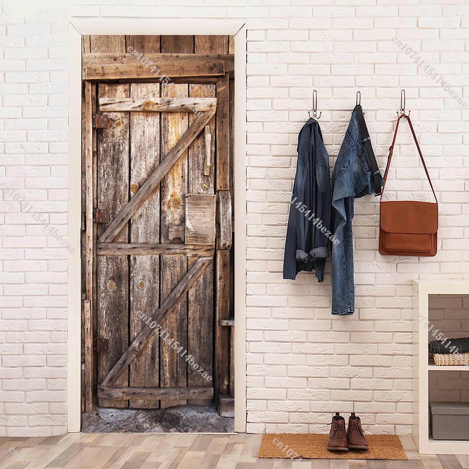 3D Retro Simulation Wooden Door Sticker Old Door Renovation Sticker Vinyl Waterproof Cabinet Decoration Sticker
