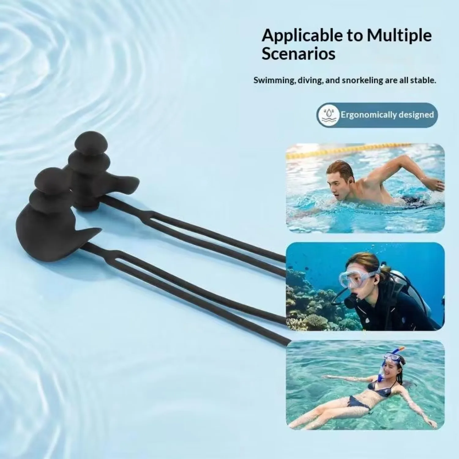 New 1Pair Swimming Earplugs With Lanyard To Prevent Loss Silicone Earplugs For Water Resistance Suitable For Diving And Swimming