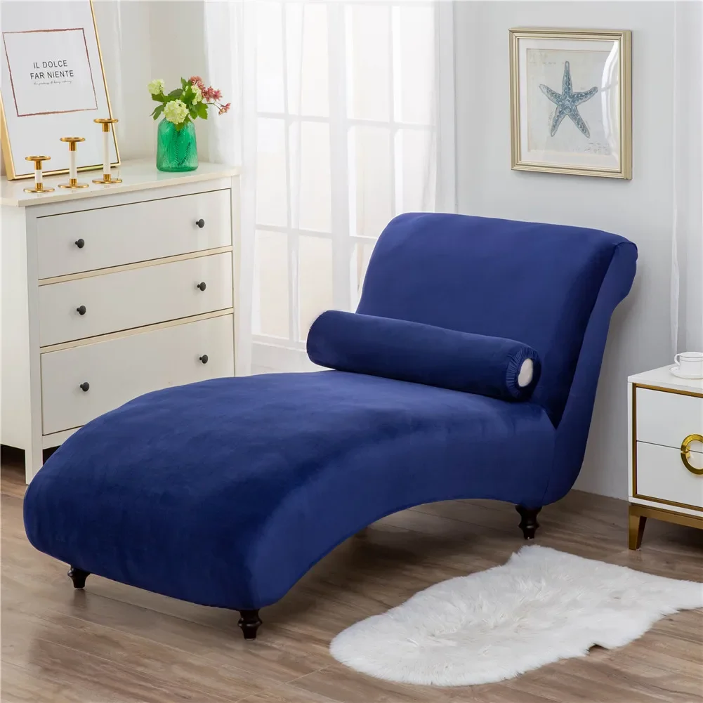 Winter Velvet Armless Chaise Longue Chair Cover Stretch Seat Slipcover Accent Lady Sofa Cover Removable Recliner Covers