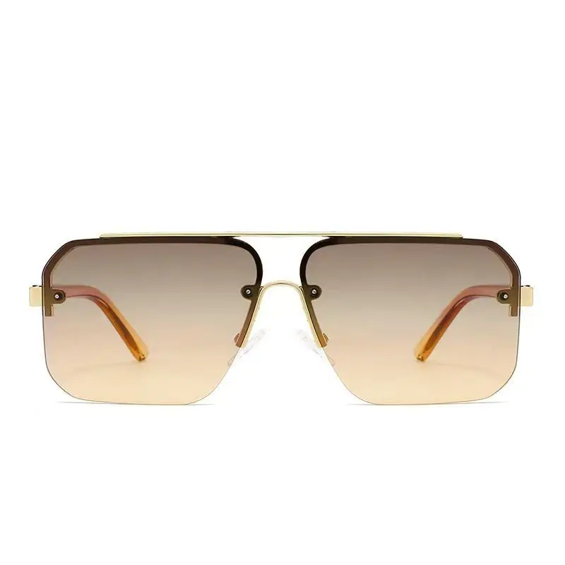 New Gradient Half-frame Sunglasses Women Fashion Metal Big Frame Sun Glasses Brand Design Luxury Square Men Eyewear view 4