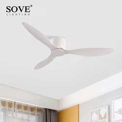 Ventiladores de teto SOVE com controle remoto moderno preto branco baixo piso DC Motor 30W Ventilador de teto simples sem luz Ventilador doméstico 220V