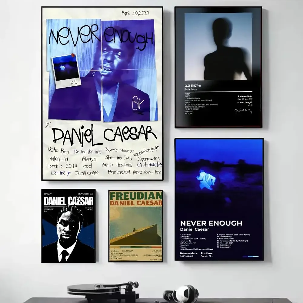 D-Daniel Caesar Music Album Painting Calligraphy Self Adhesive Wall Art Waterproof Print For Bedroom Hallway Home Decor