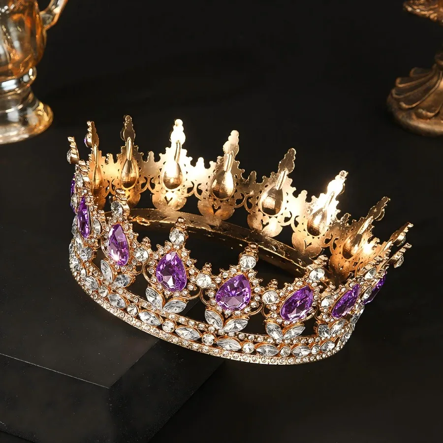 Luxuriöse Kristall-Strass Tiara Krone - Eleganter Prinzessinnen-Kopfschmuck für Hochzeit Braut Geburtstagsfeier – Detail 4