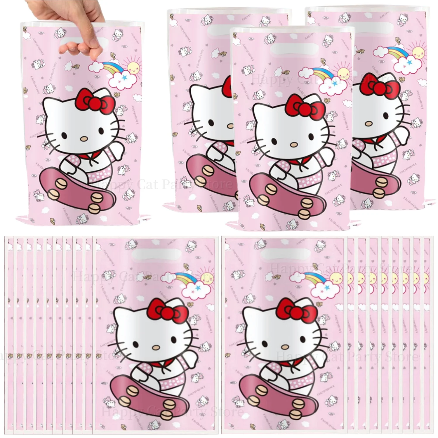 hello kitty birthday Gift Bag Kawaii kitty figures Handle Candy Bag Packaging Bag Giveaway girl Party Favors Decor Children Toy